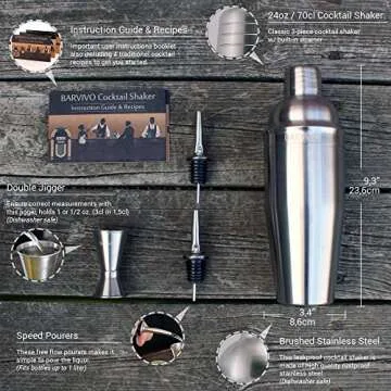 Barvivo Premium Cocktail Shaker Set - 24oz Stainless Steel