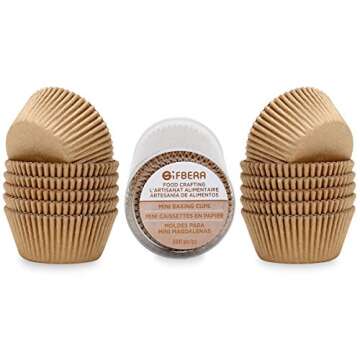 Gifbera Natural Mini Cupcake Liners 300-Count Greaseproof Paper Cups