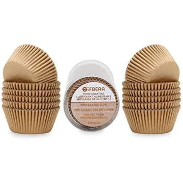 Gifbera Natural Mini Cupcake Liners 300-Count Greaseproof Paper Cups