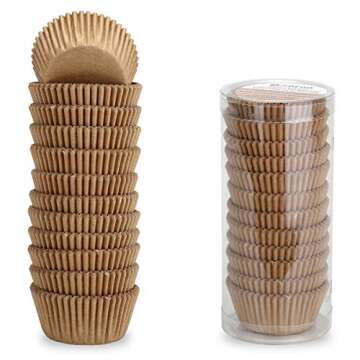 Gifbera Natural Mini Cupcake Liners 300-Count Greaseproof Paper Cups
