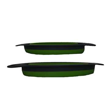 BonBon Colander Set - 2 Collapsible Colanders Strainers Includes 2 Folding Strainers Sizes 8" (2 Quart) and 9.5" - (3 Quart) (Green)
