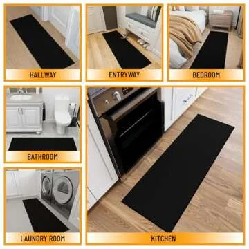 Machine Washable Modern Non-Slip Runner Rug 2x6 in Black