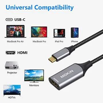 USB C to HDMI Adapter 4k, Type-C to HDMI Connector for Monitor, Thunderbolt 3 Compatible USB-C to HDMI Cord for MacBook pro 2022 iPad 2021 Dell XPS Surface Pro 8 VivoBook Flip 14 Aspire 5 etc