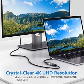 USB C to HDMI Adapter 4k, Type-C to HDMI Connector for Monitor, Thunderbolt 3 Compatible USB-C to HDMI Cord for MacBook pro 2022 iPad 2021 Dell XPS Surface Pro 8 VivoBook Flip 14 Aspire 5 etc