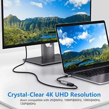 USB C to HDMI Adapter 4k, Type-C to HDMI Connector for Monitor, Thunderbolt 3 Compatible USB-C to HDMI Cord for MacBook pro 2022 iPad 2021 Dell XPS Surface Pro 8 VivoBook Flip 14 Aspire 5 etc