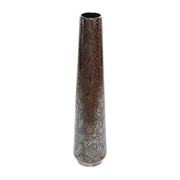 Deco 79 Ceramic Decorative Vase Snakeskin Inspired Centerpiece Vase, Flower Vase for Home Decoration 8" x 8" x 36", Silver