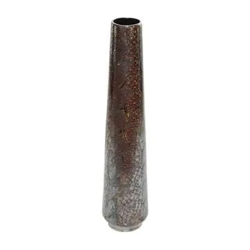 Deco 79 Ceramic Decorative Vase Snakeskin Inspired Centerpiece Vase, Flower Vase for Home Decoration 8" x 8" x 36", Silver