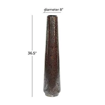 Deco 79 Ceramic Decorative Vase Snakeskin Inspired Centerpiece Vase, Flower Vase for Home Decoration 8" x 8" x 36", Silver