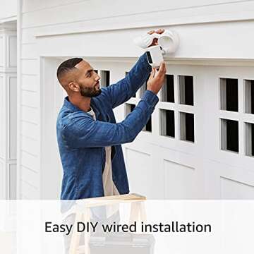 Ring Floodlight Cam Wired Plus, White with Ring Video Doorbell, Satin Nickel