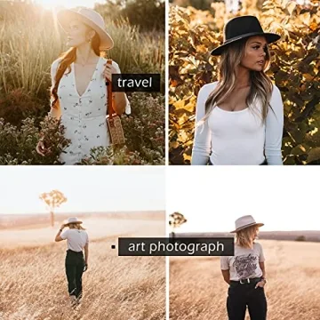 Women's Felt Fedora Hat Wide Brim Panama Hats with Tassel-White