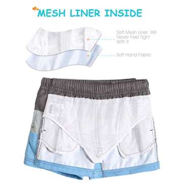 maamgic Boys Swim Trunks Toddler Swim Shorts Little Boys Bathing Suit Swimsuit Toddler Boy Swimwear,Stripe Grayblue,2 T