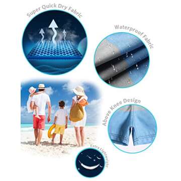 maamgic Boys Swim Trunks Toddler Swim Shorts Little Boys Bathing Suit Swimsuit Toddler Boy Swimwear,Stripe Grayblue,2 T