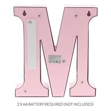Barnyard Designs Metal Marquee Letter M Light Up Wall Initial Nursery Letter, Home and Event Decoration 9 Inch (Baby Pink)