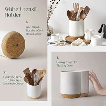 DOWAN Utensil Holder, 6.86″ Kitchen Utensil Holder for Countertop, Large Utensil Crock with Table-...