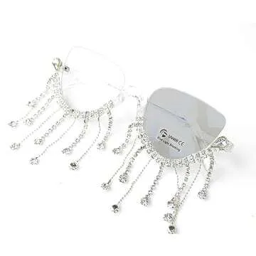 Photochromic Readers Fashion Bling Rhinestone Retro Punk Style Clear Half Frame Cat Eye Shining Rhinestone Reading Glasses (clear, 1)