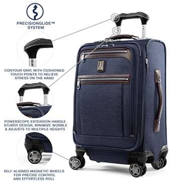 Travelpro Platinum Elite Softside Expandable Carry on Luggage, 8 Wheel Spinner Suitcase, USB Port, L...