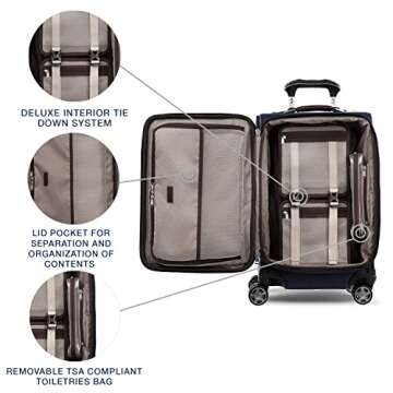 Travelpro Platinum Elite Softside Expandable Carry on Luggage, 8 Wheel Spinner Suitcase, USB Port, Laptop and Tablet Sleeves, Men and Women, True Navy Blue, Carry On 20-Inch