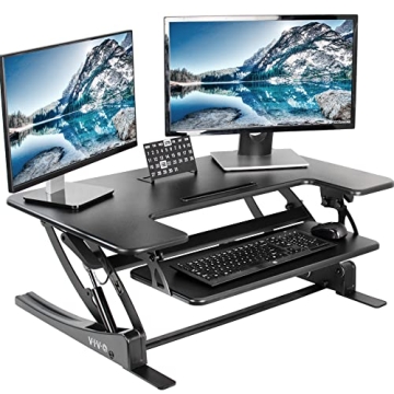VIVO 36 inch Height Adjustable Stand Up Desk Converter, V Series, Quick Sit to Stand Tabletop Dual M...