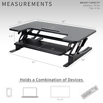 VIVO 36 inch Adjustable Desk Converter for Home & Office