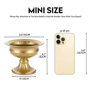 Gold Vases for Table Centerpieces, Rozrety Mini Metal Gold Flower Vase Small Floral Bowl Decorative Center Piece for Wedding Birthday Party Anniversary Decorations (4pcs)