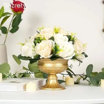 Gold Vases for Table Centerpieces, Rozrety Mini Metal Gold Flower Vase Small Floral Bowl Decorative Center Piece for Wedding Birthday Party Anniversary Decorations (4pcs)
