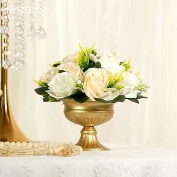 Gold Vases for Table Centerpieces, Rozrety Mini Metal Gold Flower Vase Small Floral Bowl Decorative Center Piece for Wedding Birthday Party Anniversary Decorations (4pcs)