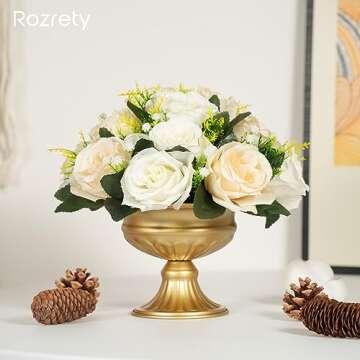 Gold Vases for Table Centerpieces, Rozrety Mini Metal Gold Flower Vase Small Floral Bowl Decorative Center Piece for Wedding Birthday Party Anniversary Decorations (4pcs)