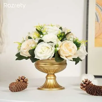 Gold Vases for Table Centerpieces, Rozrety Mini Metal Gold Flower Vase Small Floral Bowl Decorative Center Piece for Wedding Birthday Party Anniversary Decorations (4pcs)