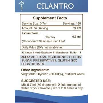 Secrets of the Tribe Cilantro Alcohol-Free Liquid Extract, Cilantro Dried Leaf Tincture Supplement (4 FL OZ)