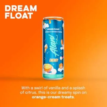 Alani Nu DREAM FLOAT Sugar Free, Low Calorie Energy Drinks | 200mg Caffeine | Biotin B Vitamins | Zero Sugar | 10 Calories | 12 Fl Oz Cans | 12 Pack