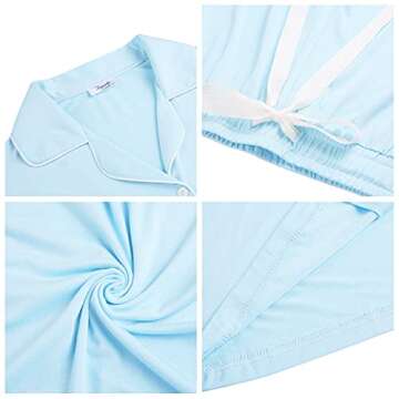 Joyaria Ladies Soft Comfy Button-Down Pajama Set  - Blue