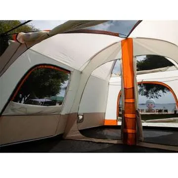 KTT Extra Large Tent 12 Person,Family Cabin Tents,2 Rooms,3 Doors and 3 Windows with Mesh,Straight Wall,Waterproof,Double Layer,Big Tent for Outdoor,Picnic,Camping,Family Gathering(Light Brown)