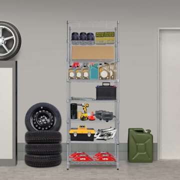 REGILLER 8-Wire Shelving Metal Storage Rack Adjustable Shelves,Standing Storage Shelf Units for Laun...