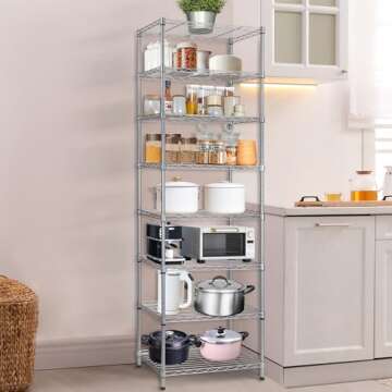 REGILLER 8-Wire Shelving Metal Storage Rack Adjustable Shelves,Standing Storage Shelf Units for Laundry Bathroom Kitchen Pantry Closet(Silver,13.9" D x 23.9" W x 72.1" H)