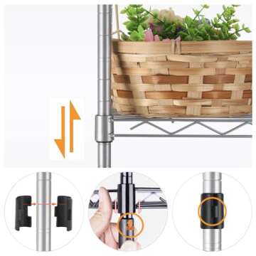 REGILLER 8-Wire Shelving Metal Storage Rack Adjustable Shelves,Standing Storage Shelf Units for Laundry Bathroom Kitchen Pantry Closet(Silver,13.9" D x 23.9" W x 72.1" H)