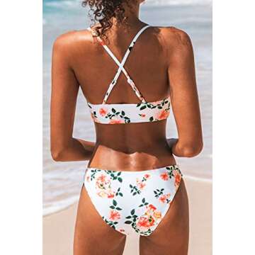 CUPSHE Women's Bikini Set Reversible Lace Up Floral Striped Two Piece Bathing Suit, XXL