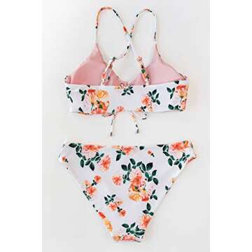 CUPSHE Women's Bikini Set Reversible Lace Up Floral Striped Two Piece Bathing Suit, XXL