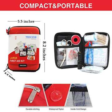 First Aid Kit with 2 pcs Face Mask Earthquake Survival Kit for Emergencies at Home Car Camping Traveling Boat Business, First Aid Kit That is Great for School, Office, Vehicle, Camping and Sports