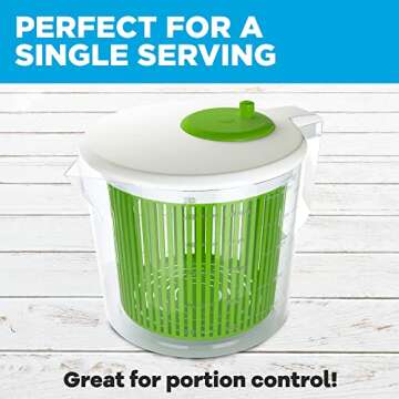 Single Serve Small Salad Spinner, Mini Prep Lettuce Spinner and Dryer With Measuring Cup, Collander with Fruit and Vegetable Washing Basket Bowl, Great Fruit and Vegetable Washer and Strainer