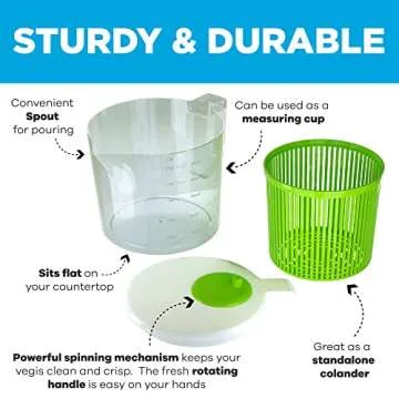 Single Serve Small Salad Spinner, Mini Prep Lettuce Spinner and Dryer With Measuring Cup, Collander with Fruit and Vegetable Washing Basket Bowl, Great Fruit and Vegetable Washer and Strainer