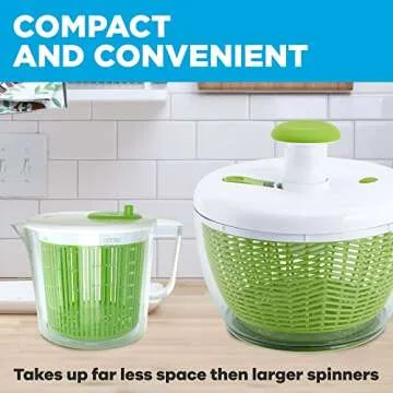 Single Serve Small Salad Spinner, Mini Prep Lettuce Spinner and Dryer With Measuring Cup, Collander with Fruit and Vegetable Washing Basket Bowl, Great Fruit and Vegetable Washer and Strainer