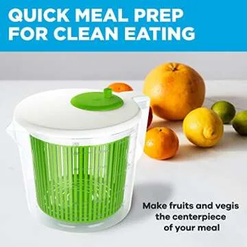 Single Serve Small Salad Spinner, Mini Prep Lettuce Spinner and Dryer With Measuring Cup, Collander with Fruit and Vegetable Washing Basket Bowl, Great Fruit and Vegetable Washer and Strainer