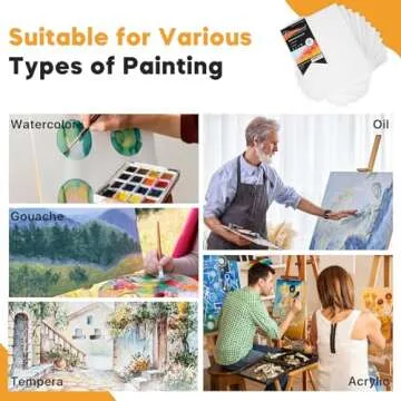 CONDA Canvas Boards for Painting, 8 x 10 inch, 12 Pack, 100% Cotton Canvas Panels, White Blank Canvases, Primed, Acid-Free, Artist Quality for Acrylic, Pouring Watercolor & Oil Painting