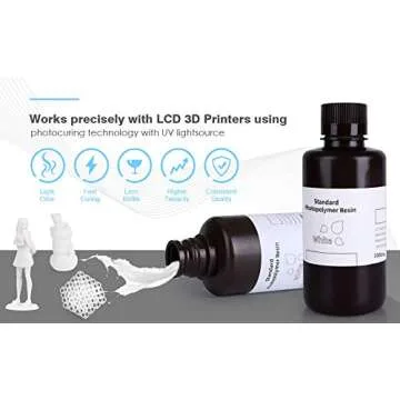 ELEGOO Upgraded Standard Photopolymer Resin LCD UV-Curing Resin 405nm 3D Printer Resin for LCD/MSLA/DLP 3D Printing White 1000g
