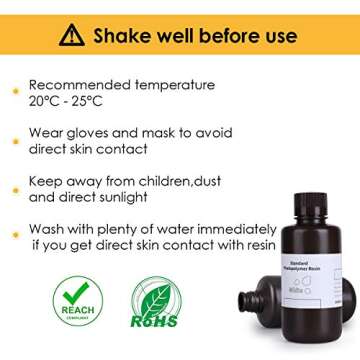 ELEGOO Upgraded Standard Photopolymer Resin LCD UV-Curing Resin 405nm 3D Printer Resin for LCD/MSLA/DLP 3D Printing White 1000g