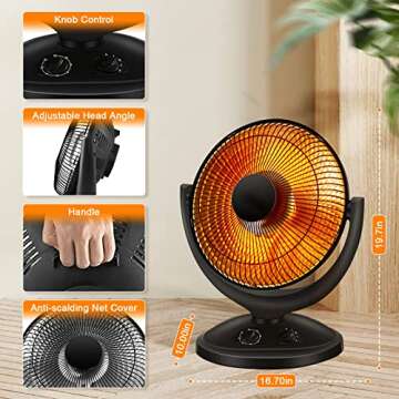 Antarctic Star Space Heater, Portable Heater Electric Ceramic Small Heater Indoor Use Oscillating Ra...