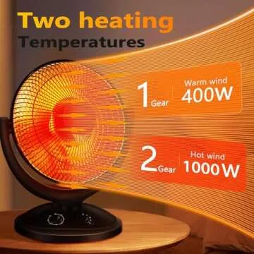 Antarctic Star Space Heater, Portable Heater Electric Ceramic Small Heater Indoor Use Oscillating Radiant Dish Heater Overheat Protection Quiet with Adjustable Tilt for Home or Office, 1000W Black