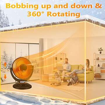 Antarctic Star Space Heater, Portable Heater Electric Ceramic Small Heater Indoor Use Oscillating Radiant Dish Heater Overheat Protection Quiet with Adjustable Tilt for Home or Office, 1000W Black