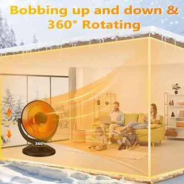 Antarctic Star Space Heater, Portable Heater Electric Ceramic Small Heater Indoor Use Oscillating Radiant Dish Heater Overheat Protection Quiet with Adjustable Tilt for Home or Office, 1000W Black