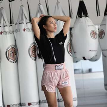 FLUORY Pink Muay Thai Shorts for Stylish Workouts